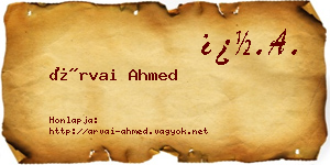 Árvai Ahmed névjegykártya